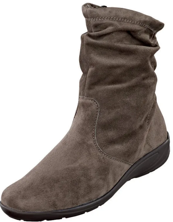 Warmgefütterter Kurzschaftstiefel mit dezent gerafftem Schaft