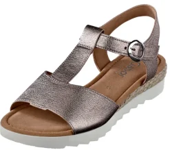 Bequeme Stegspangensandalette mit Zierschließe am Klettverschluss