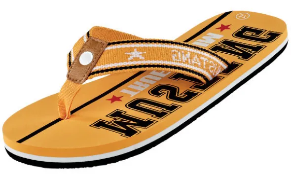 Bunter Mustang Flip-Flop mit großem Logo-Print