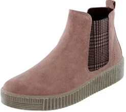 Chelsea Boots mit Plateausohle in Kreppoptik