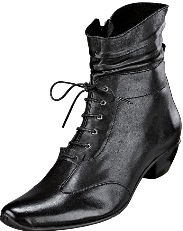 Feine elegante Schnürstiefelette mit gerafftem optisch angedeutetem Schafteinsa