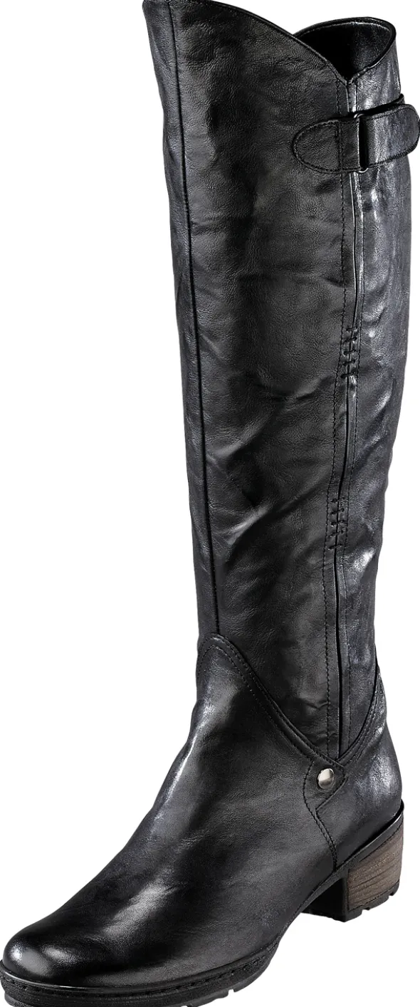 Komfortabler Weitschaftstiefel mit elastischem Einsatz und dekorativer Klettspa