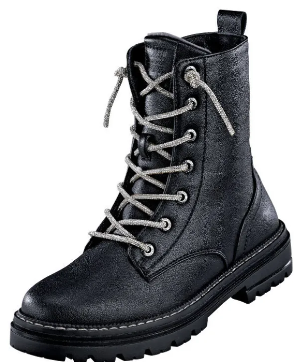 Mustangstiefelette mit Diamantschnürsenkel
