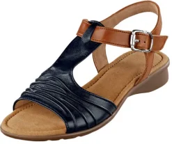 Sandalette mit gerafftem Vorderblatt und Zierschließe am Klettverschluss
