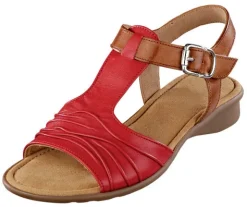 Sandalette mit gerafftem Vorderblatt und Zierschließe am Klettverschluss