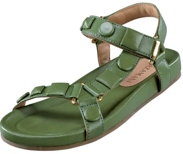 Sandalette mit lederüberzogenen Knöpfen von Lazamani