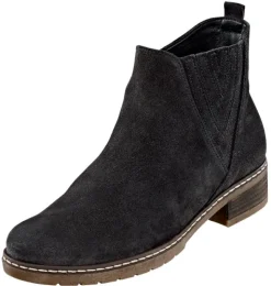Stiefelette mit V-förmigem, geschlitzt lederüberzogenem Elastikeinsatz