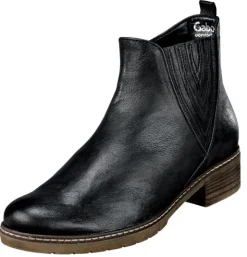 Stiefelette mit V-förmigem, geschlitzt lederüberzogenem Elastikeinsatz