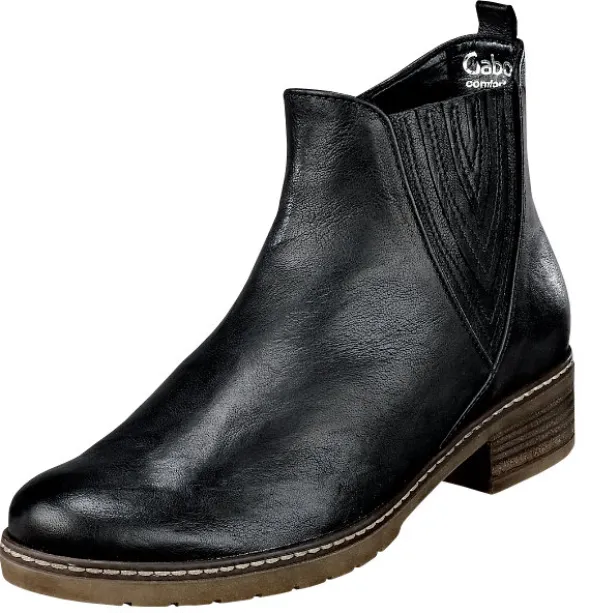 Stiefelette mit V-förmigem, geschlitzt lederüberzogenem Elastikeinsatz